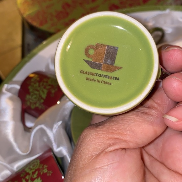 New classic Coffee tea flowers and leafs espresso cups with saucers Set Of 6